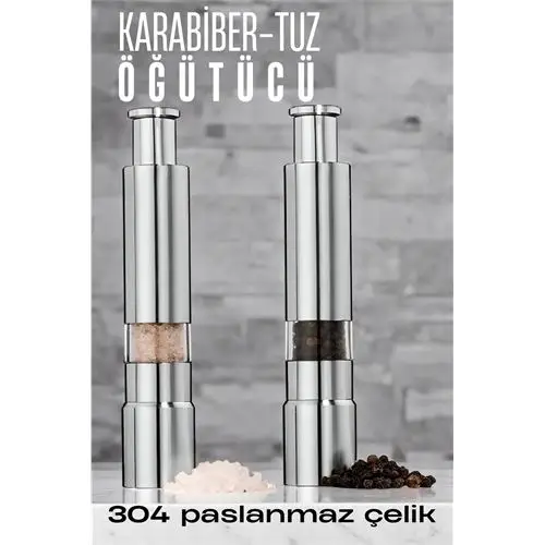 ModaCar 2`li Karabiber Tuz Öğütücü Profesyonel 304 Paslanmaz Çelik Manuel Baharat Değirmeni ModaCar 2`li Karabiber Tuz Öğütücü Profesyonel 304 Paslanmaz Çelik Manuel Baharat Değirmeni