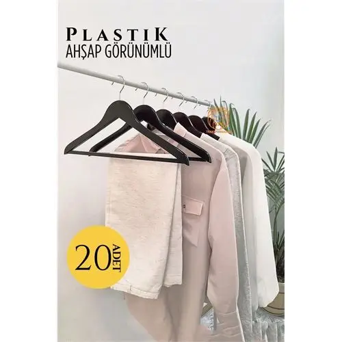 ModaCar Ahşap Görünüm Plastik Askı 20 ADET SİYAH ModaCar Ahşap Görünüm Plastik Askı 20 ADET SİYAH