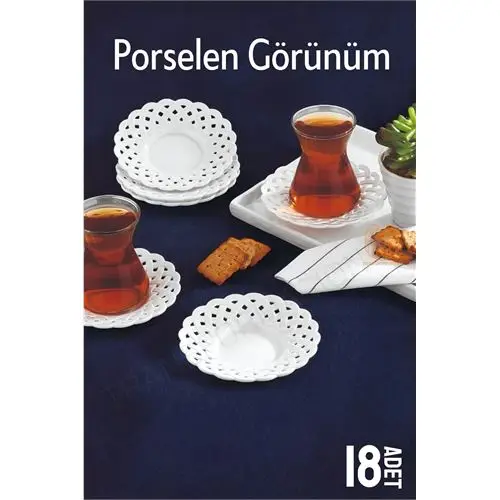 ModaCar Çay Tabağı Porselen Görünüm 18 Adet Tabağı Seti Seti ModaCar Çay Tabağı Porselen Görünüm 18 Adet Tabağı Seti Seti