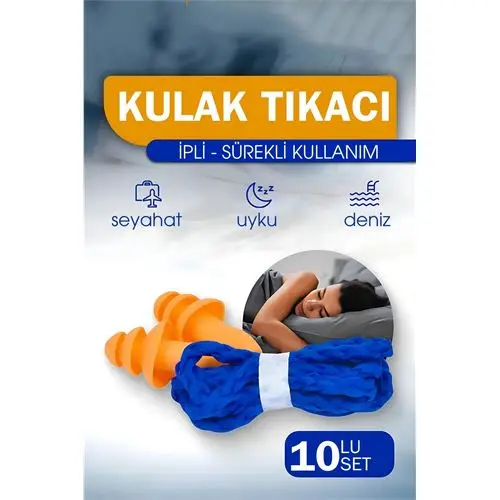 Modacar Kulak Tıkacı - İpli Silikon Kulak Tıkacı Seyahat Deniz Uyku Kulak Tıkacı 10 LU SET Modacar Kulak Tıkacı - İpli Silikon Kulak Tıkacı Seyahat Deniz Uyku Kulak Tıkacı 10 LU SET