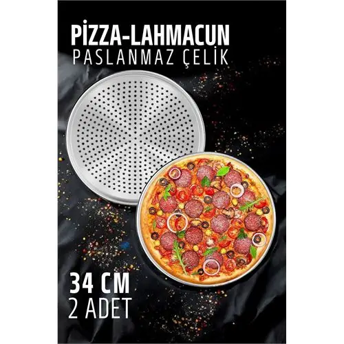 Modacar Pizza Tepsisi - Lahmacun Pizza Pide Pişirme Tepsisi 34 CM 2 li SET Modacar Pizza Tepsisi - Lahmacun Pizza Pide Pişirme Tepsisi 34 CM 2 li SET