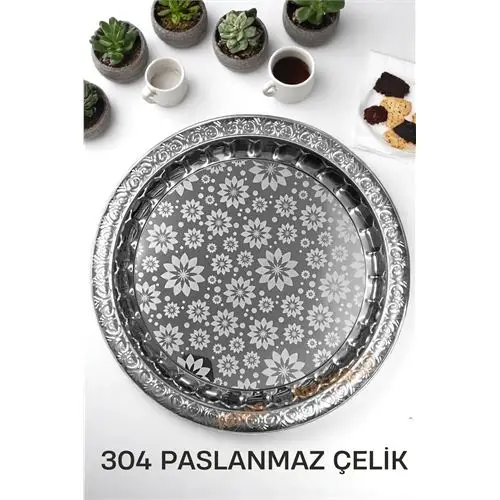 ModaCar Servis Tepsisi - Çelik Çay Tepsisi Şık Desenli Tepsi 36 CM ModaCar Servis Tepsisi - Çelik Çay Tepsisi Şık Desenli Tepsi 36 CM