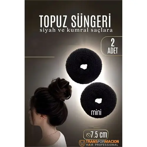 Modacar SİYAH Mini Saç Topuz Süngeri 2 ADET 7.5 CM Çap 3 cm Kalınlık Modacar SİYAH Mini Saç Topuz Süngeri 2 ADET 7.5 CM Çap 3 cm Kalınlık