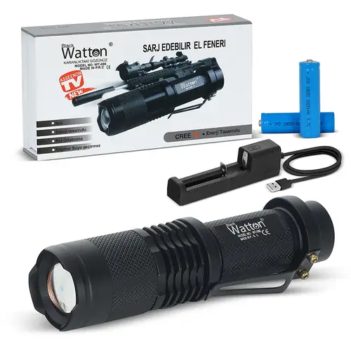 Orijinal 800 Lümen T6 Şarjlı LED El Feneri – Uzun Menzilli Profesyonel Model WT-086