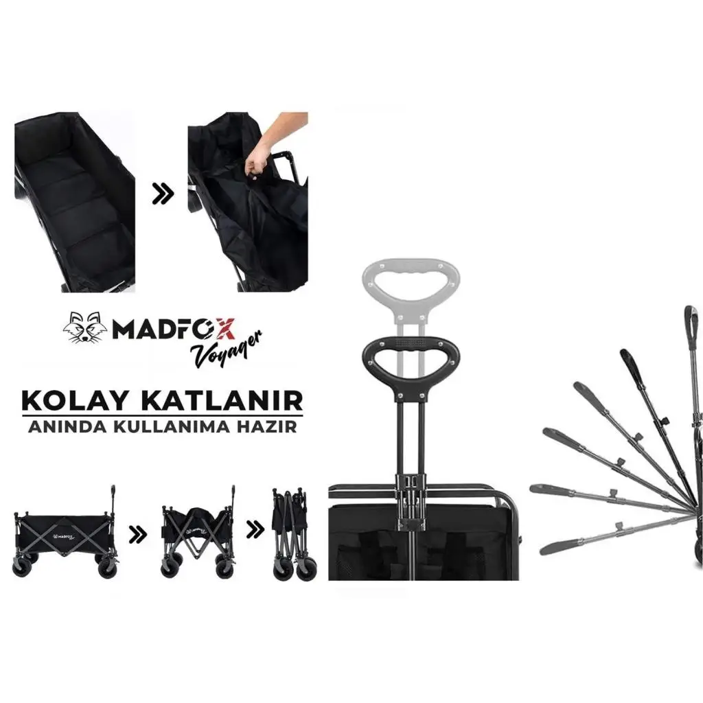 Plaj/Bahçe/Kamp Arabası - Madfox Voyager Katlanabilir - Siyah - 547268 Plaj/Bahçe/Kamp Arabası - Madfox Voyager Katlanabilir - Siyah - 547268