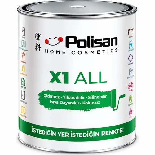 Polisan X1 All Su Bazlı Akrilik Boya 0.75 Lt Beyaz