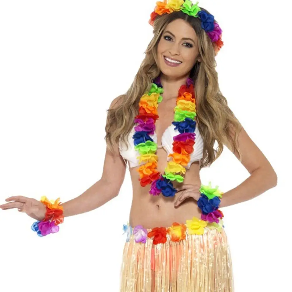 Rengarenk Hawaii Kolye Taç Bileklik Seti 4 Parça Rengarenk Hawaii Kolye Taç Bileklik Seti 4 Parça
