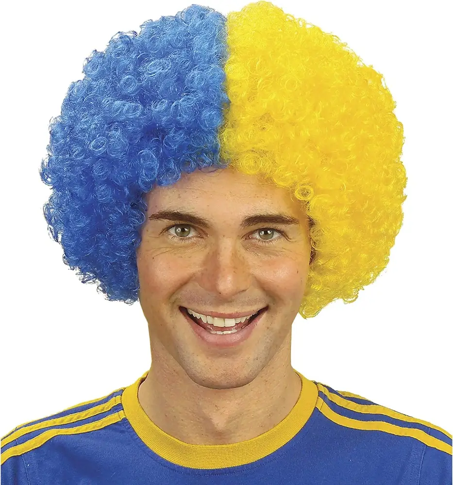 Sarı Mavi Kıvırcık Afro Bonus Peruk Fenerbahçe Bonus Peruk 120 gr Sarı Mavi Kıvırcık Afro Bonus Peruk Fenerbahçe Bonus Peruk 120 gr