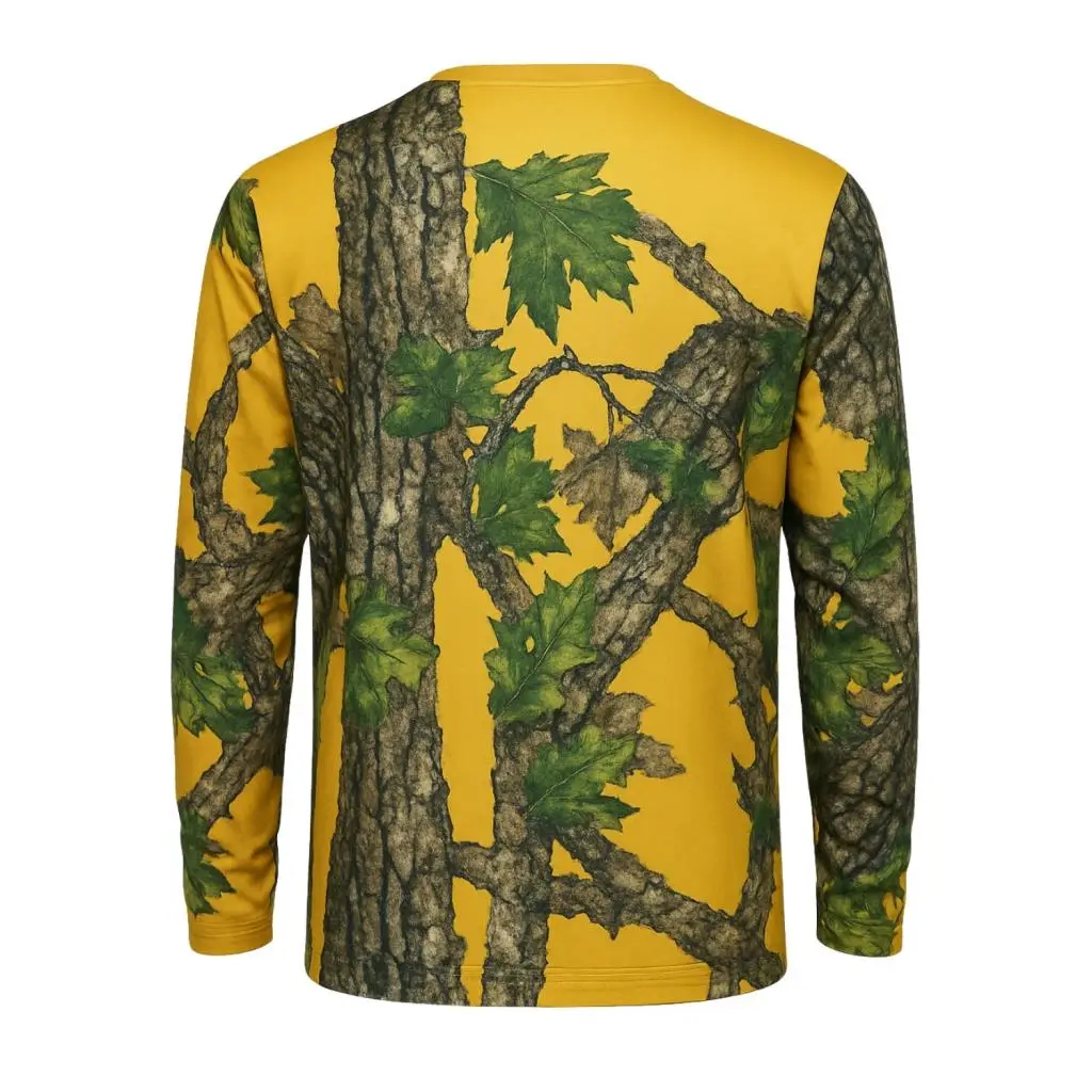 Sarı Orman Desenli Mikrofiber Sweatshirt - Avcı Sweatshirt - Hızlı Kurur Sarı Orman Desenli Mikrofiber Sweatshirt - Avcı Sweatshirt - Hızlı Kurur