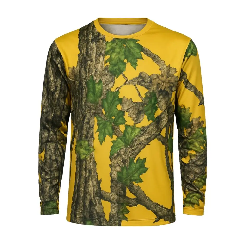 Sarı Orman Desenli Mikrofiber Sweatshirt - Avcı Sweatshirt - Hızlı Kurur Sarı Orman Desenli Mikrofiber Sweatshirt - Avcı Sweatshirt - Hızlı Kurur
