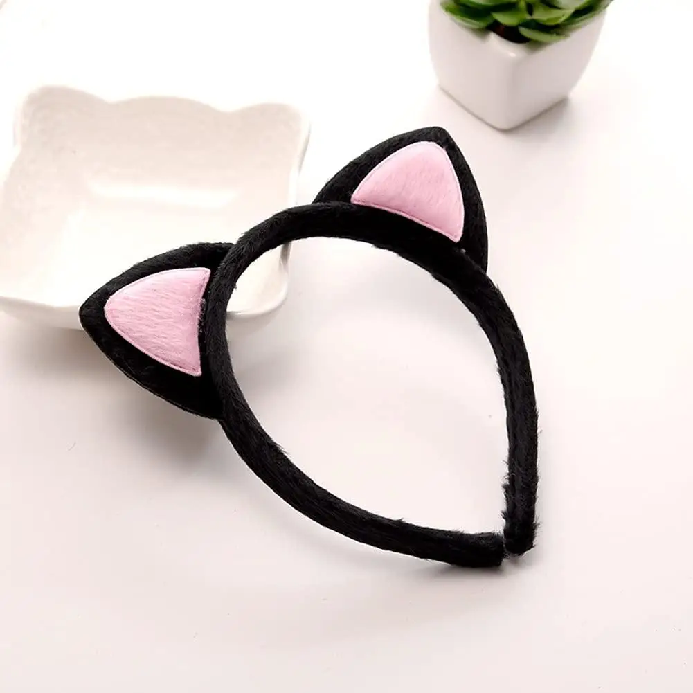 Sevimli Kedi Kulak Pofuduk Kedi Taç Siyah İçi Pembe Renk 17x15 cm Sevimli Kedi Kulak Pofuduk Kedi Taç Siyah İçi Pembe Renk 17x15 cm