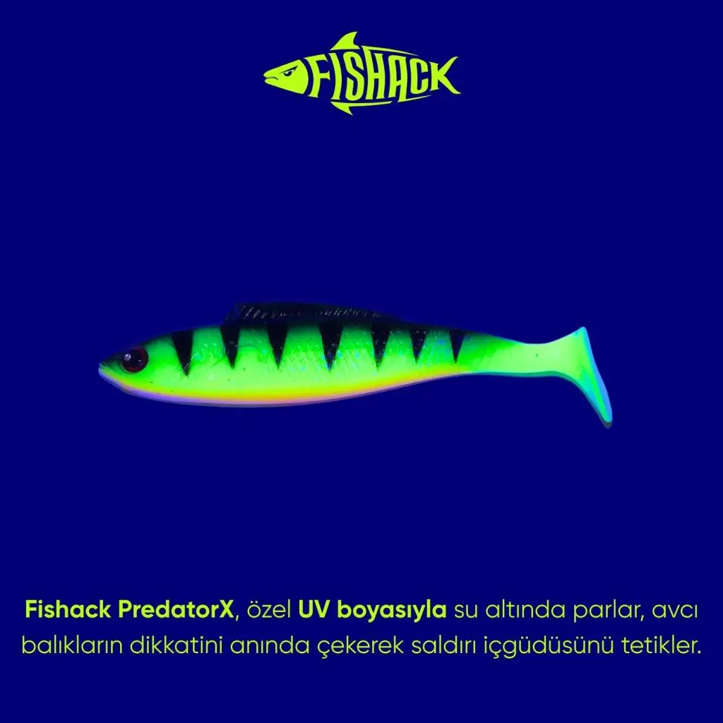 Silikon Sahte Balık - 4,5g 85mm - Fishack PredatorX - UV Boyalı - Volt Silikon Sahte Balık - 4,5g 85mm - Fishack PredatorX - UV Boyalı - Volt