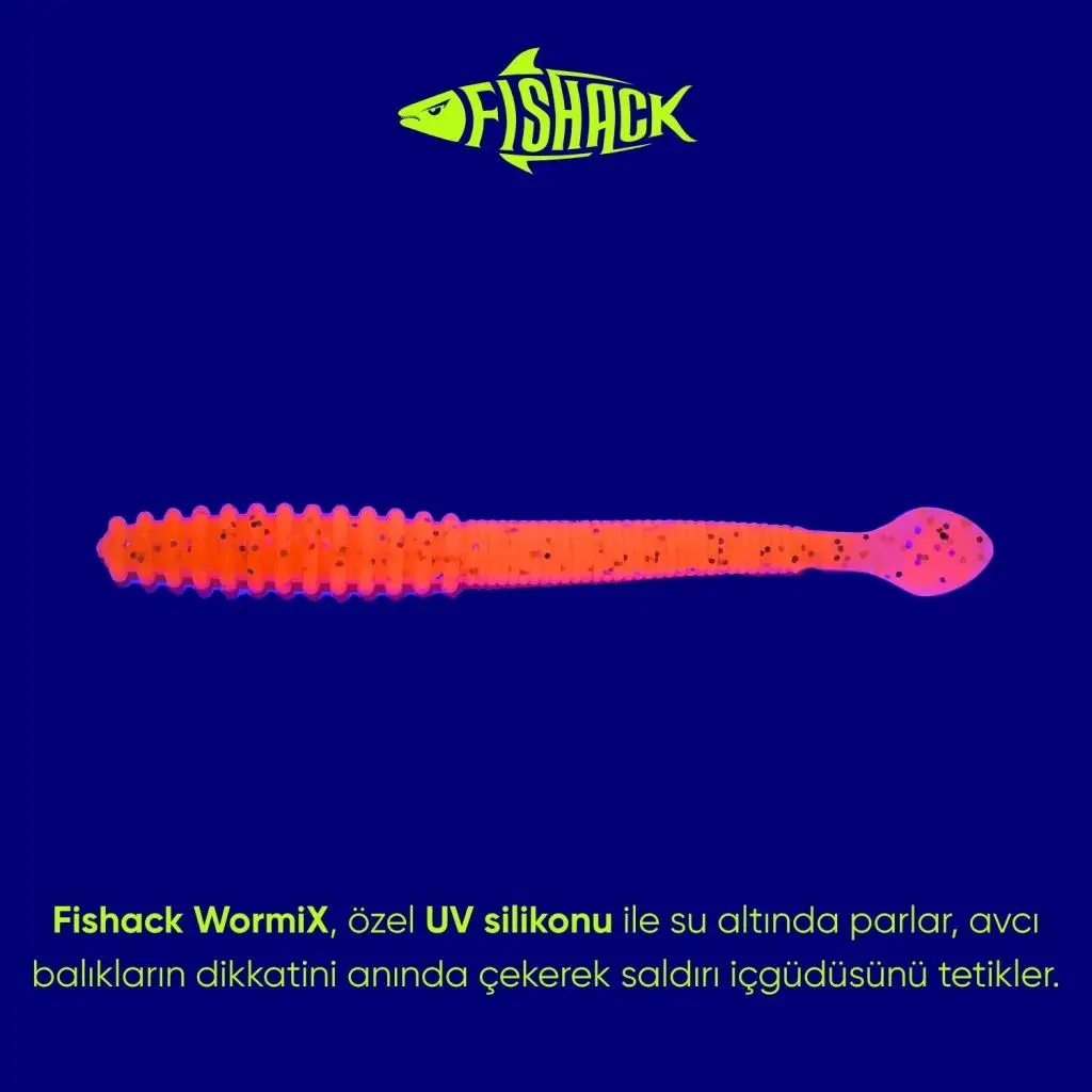 Silikon Sahte Kurt Yem - 2,2g 87mm - Fishack Wormix - UV Boyalı - Flare Silikon Sahte Kurt Yem - 2,2g 87mm - Fishack Wormix - UV Boyalı - Flare