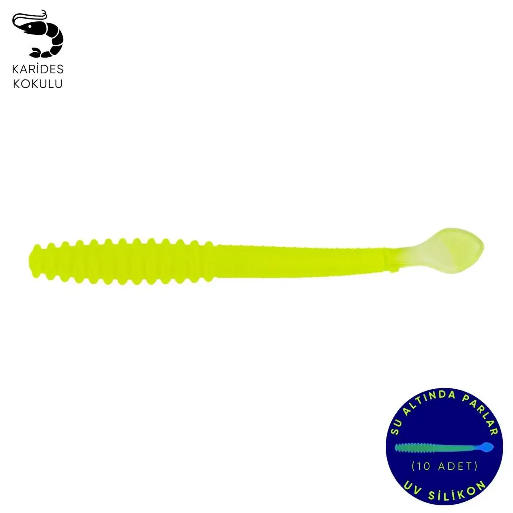 Silikon Sahte Kurt Yem - 2,2g 87mm - Fishack Wormix - UV Boyalı - Fluo Green Silikon Sahte Kurt Yem - 2,2g 87mm - Fishack Wormix - UV Boyalı - Fluo Green
