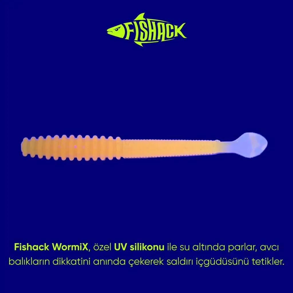 Silikon Sahte Kurt Yem - 2,2g 87mm - Fishack Wormix - UV Boyalı - Orange Silikon Sahte Kurt Yem - 2,2g 87mm - Fishack Wormix - UV Boyalı - Orange
