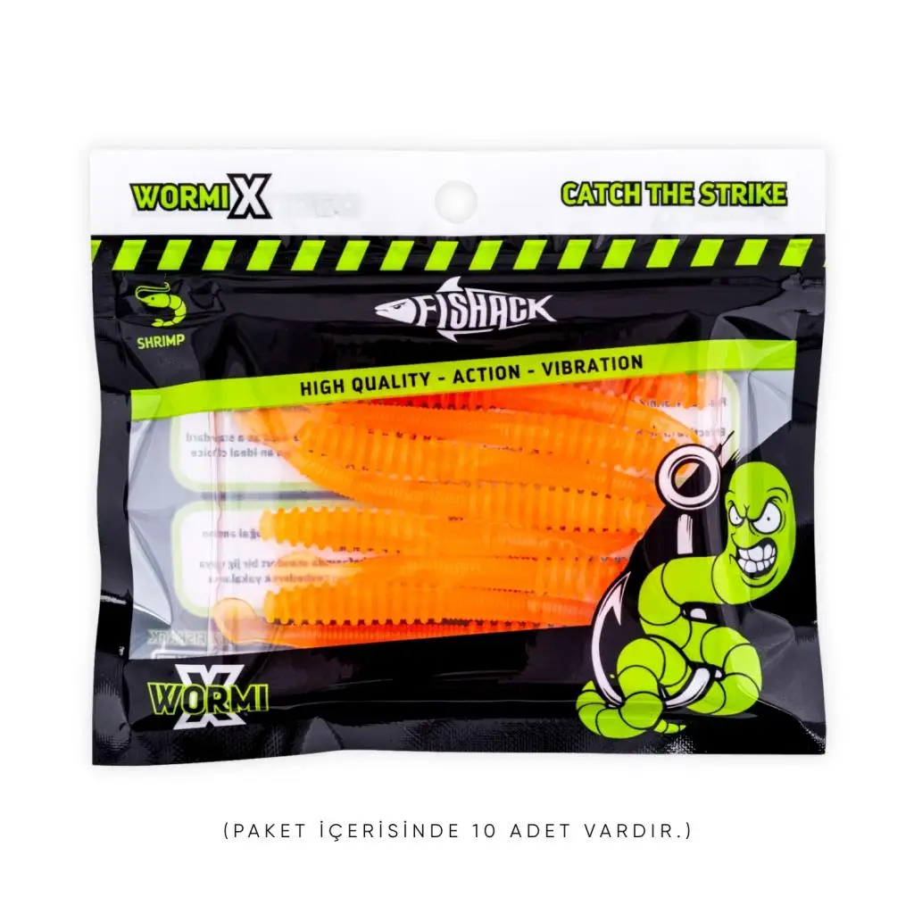 Silikon Sahte Kurt Yem - 2,2g 87mm - Fishack Wormix - UV Boyalı - Orange Silikon Sahte Kurt Yem - 2,2g 87mm - Fishack Wormix - UV Boyalı - Orange