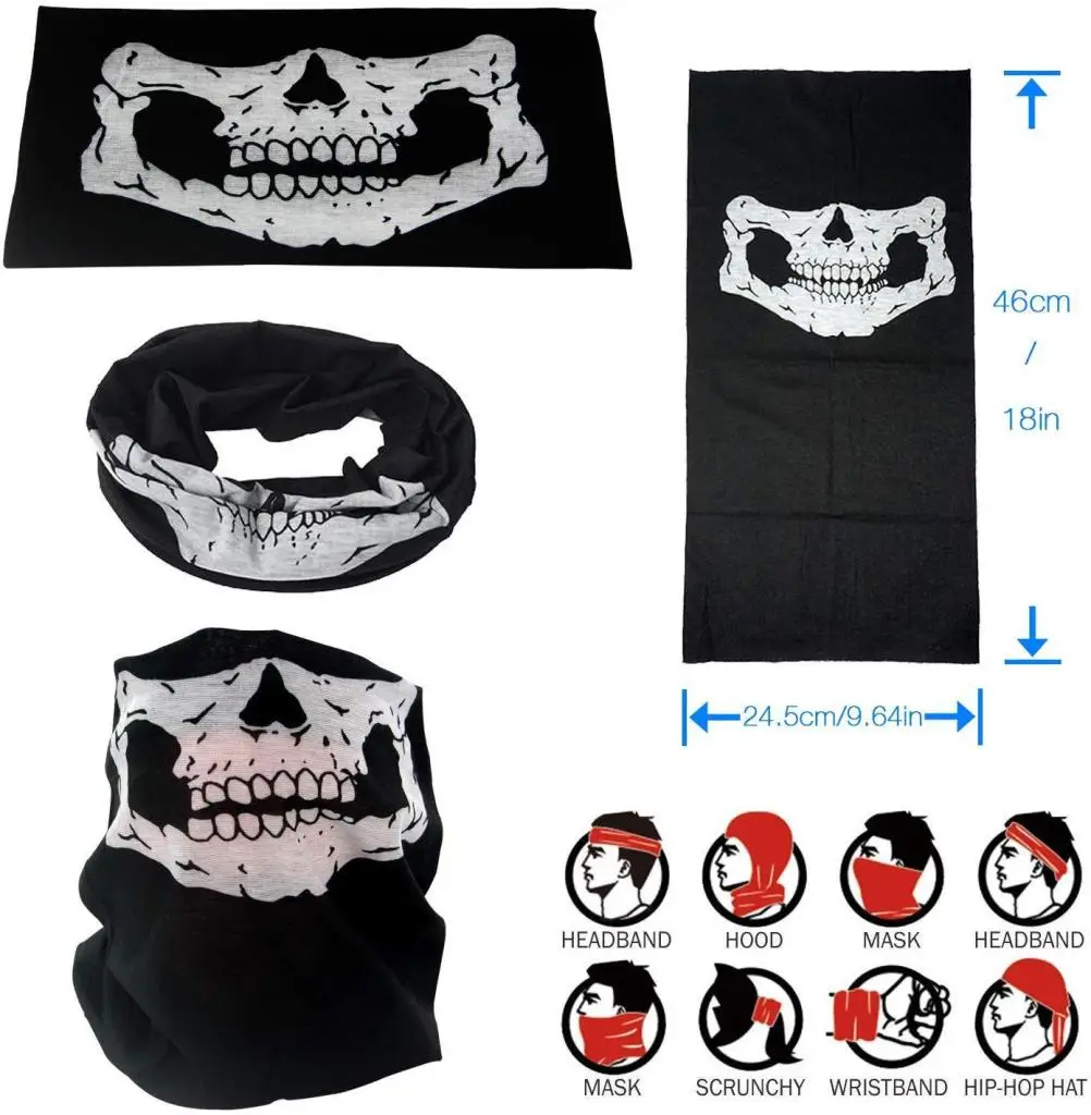 Siyah Renk Dikişsiz Çok Fonksiyonlu Çene Kafatası Yüz Maskesi Baf Buff Bandana Boyunluk Bileklik Siyah Renk Dikişsiz Çok Fonksiyonlu Çene Kafatası Yüz Maskesi Baf Buff Bandana Boyunluk Bileklik