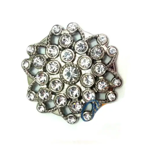 Taşlı Yuvarlak Broş, Sandık Süsü 4,5 cm - Nikel, 10 Adet Taşlı Yuvarlak Broş, Sandık Süsü 4,5 cm - Nikel, 10 Adet