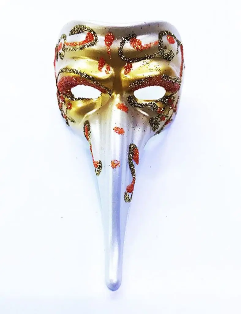 Turuncu Renk İşlemeli Seramik Malzemeden İmal Venedik Uzun Maske Magnet Turuncu Renk İşlemeli Seramik Malzemeden İmal Venedik Uzun Maske Magnet