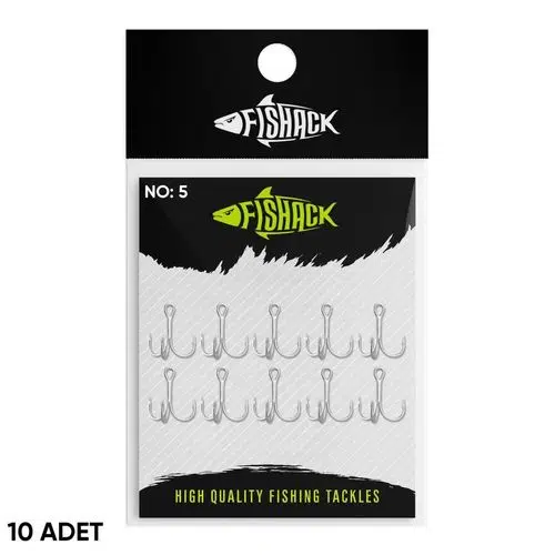 Üçlü İğne - Nikel Üçlü Kanca - Fishack 3210 - 10 Adet - No: 5