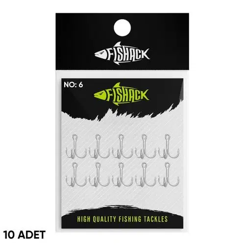Üçlü İğne - Nikel Üçlü Kanca - Fishack 3210 - 10 Adet - No: 6
