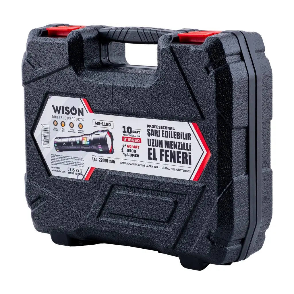 Wison El Feneri - Zoomlu - Şarjlı 60 W - Metal Gövde Wison El Feneri - Zoomlu - Şarjlı 60 W - Metal Gövde