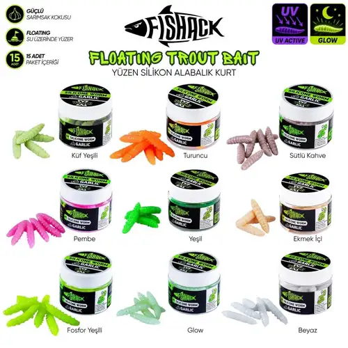 Yüzen Silikon Kurt - Glow Alabalık Yemi - 37mm - Sarımsak Kokulu